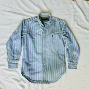 Ralph Lauren Blue, White & Yellow Striped Button-Down Shirt
